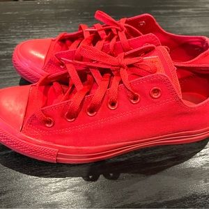 Red Converse low tops